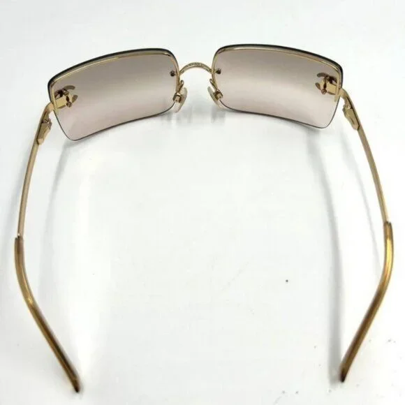 ✨ RARE Chanel Vintage Sunglasses Rhinestone CC Logo Rimless Gradient Gold Y2K - Picture 8 of 11